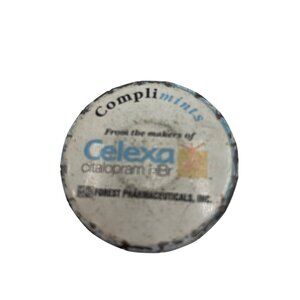Vintage Celexa Complimints Clik Clak Tin Container 12g Advertising Item